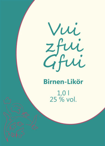 Birnen-Likör "Vui zfui Gfui" (25 % vol.) 1,0 l im Glaskrug