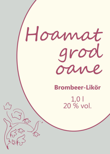 Brombeer-Likör "Hoamat grod oane" (20 % vol.) 1,0 l im Glaskrug