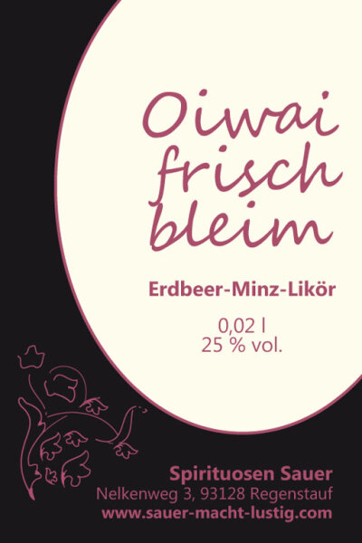 Erdbeer-Minz-Likör "Oiwai frisch bleim" (25 % vol.) 0,02 l Glaskrug