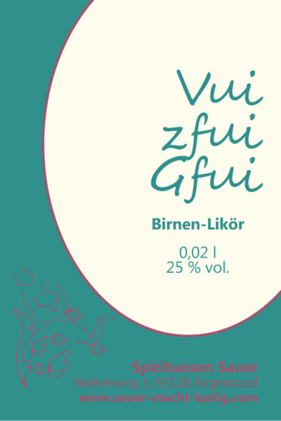 Birnen-Likör "Vui zfui Gfui" (25 % vol.) 0,02 l Glaskrug